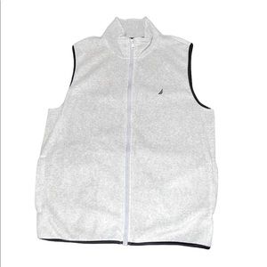 Nautica Gray Black Accent Zipper Vest 100% Polyester Large Men’s
